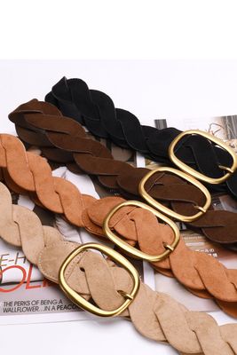 Wide Woven Suede Belt