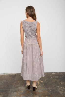 Gingham Smocked Midi Dress