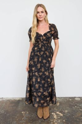 Blk Sweetheart Floral Maxi