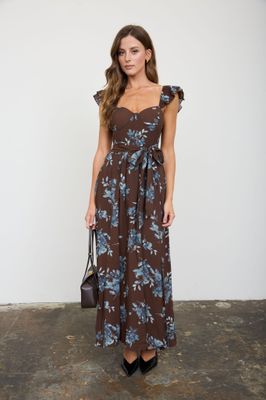 Blue And Brown Corset Maxi