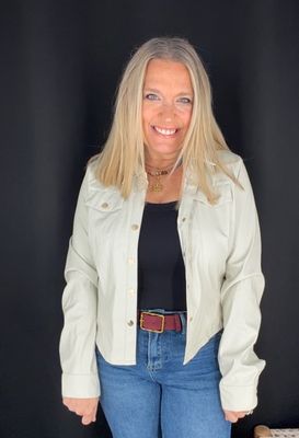 Vegan Leather Shacket-Ivory