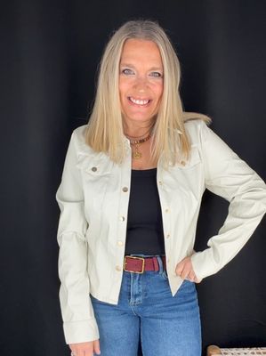 Vegan Leather Shacket-Ivory