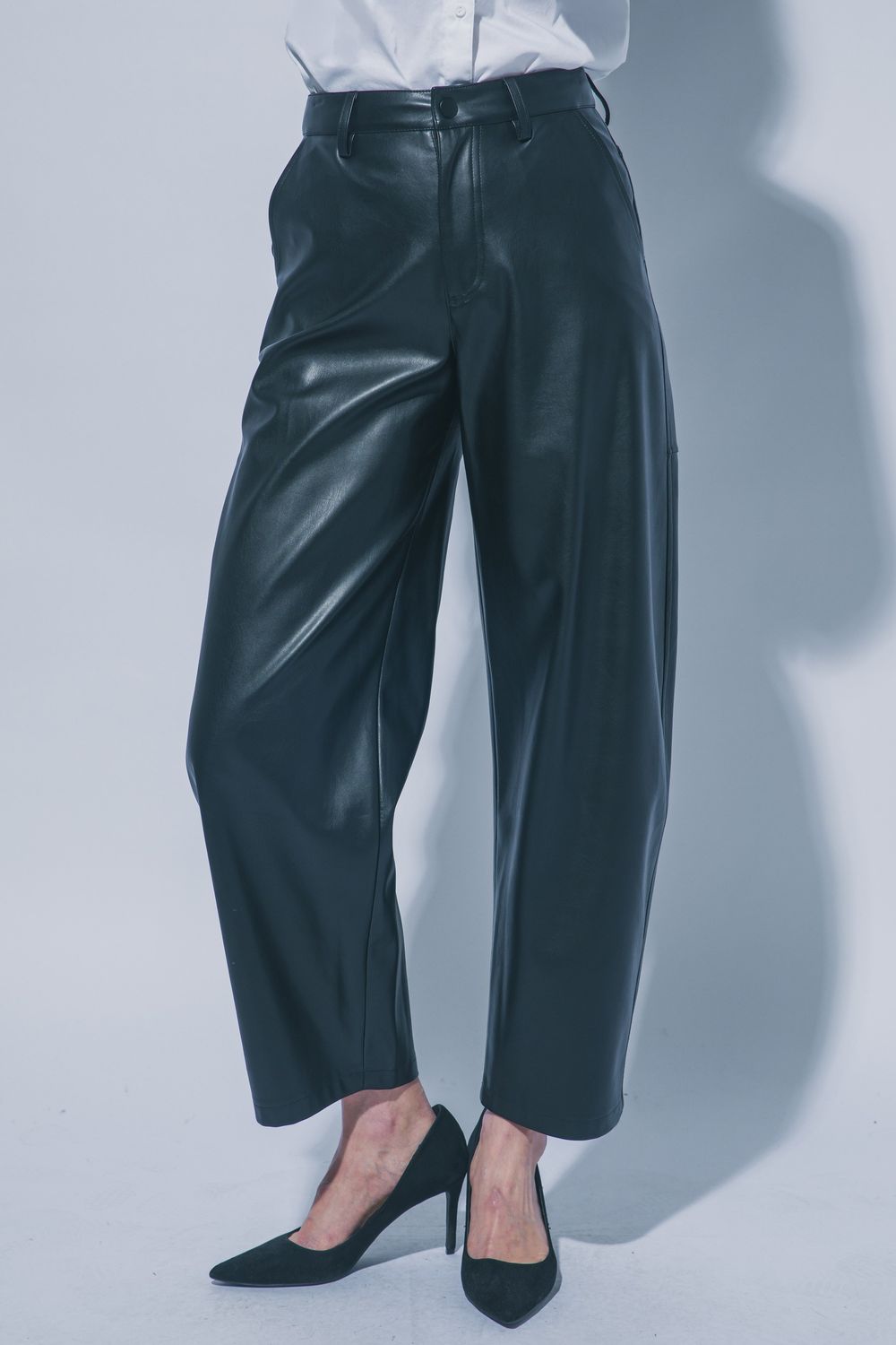 Vegan Barrel Pants-Blk