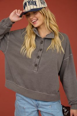 Charcoal Mock Henley
