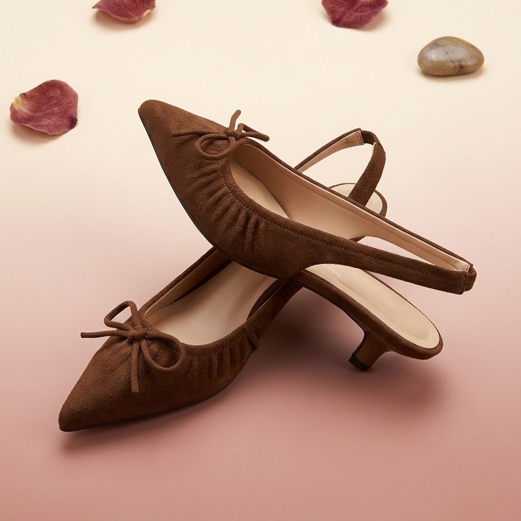 Rouched Kitten Heel-Brn