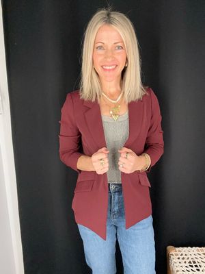 Wine Rouched Blazer