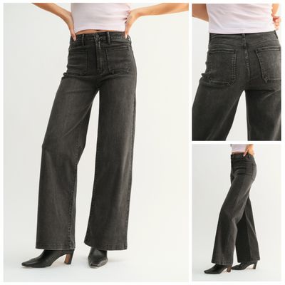 Washed Black Patch Pocket Jean