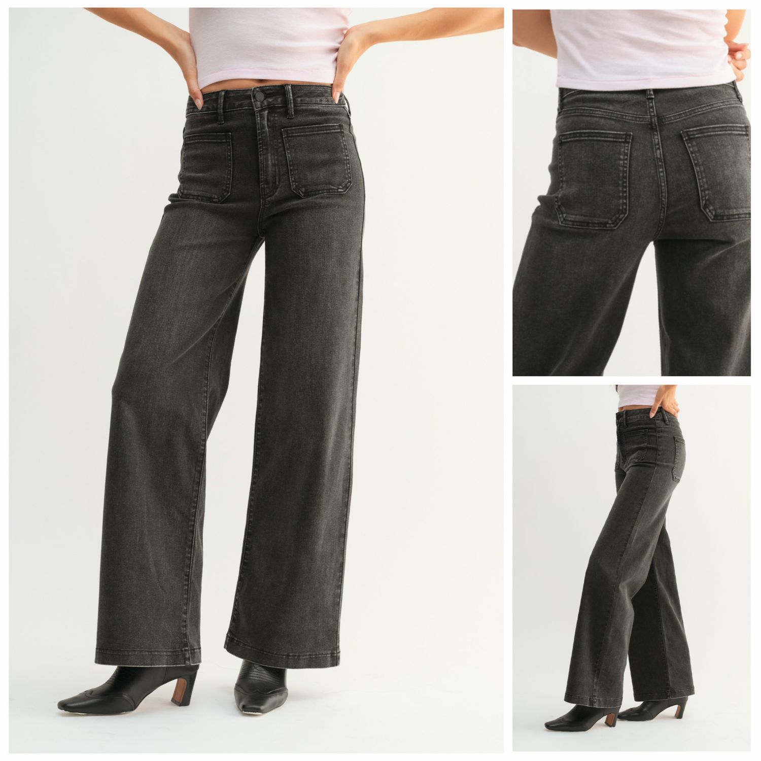Washed Black Patch Pocket Jean