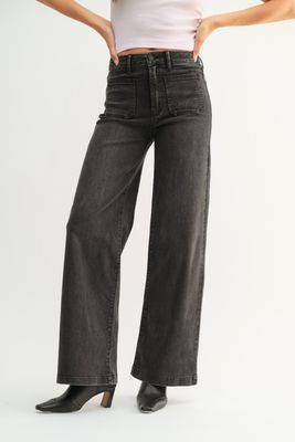 Washed Black Patch Pocket Jean