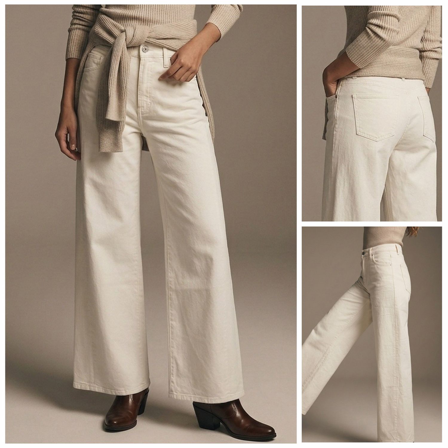 Cream Extra Wide Leg Jean