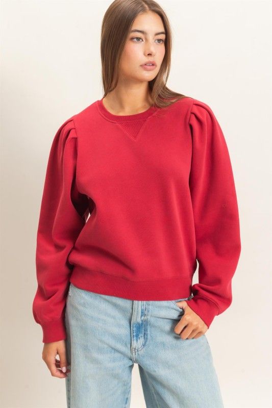 Lanie Puff Sleeve-Red