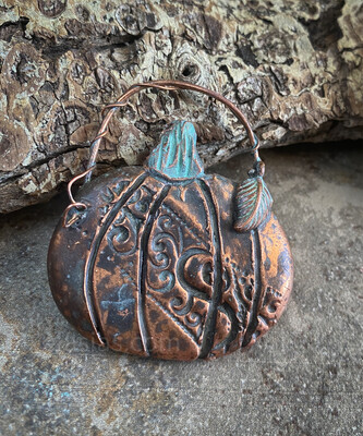 Boho Copper Pumpkin Charm