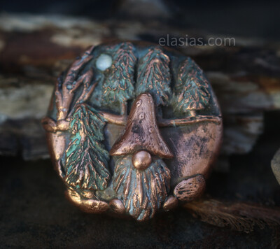 Whispers of the Woods: Enchanted Copper Gnome Pendant Bathed in Moondust
