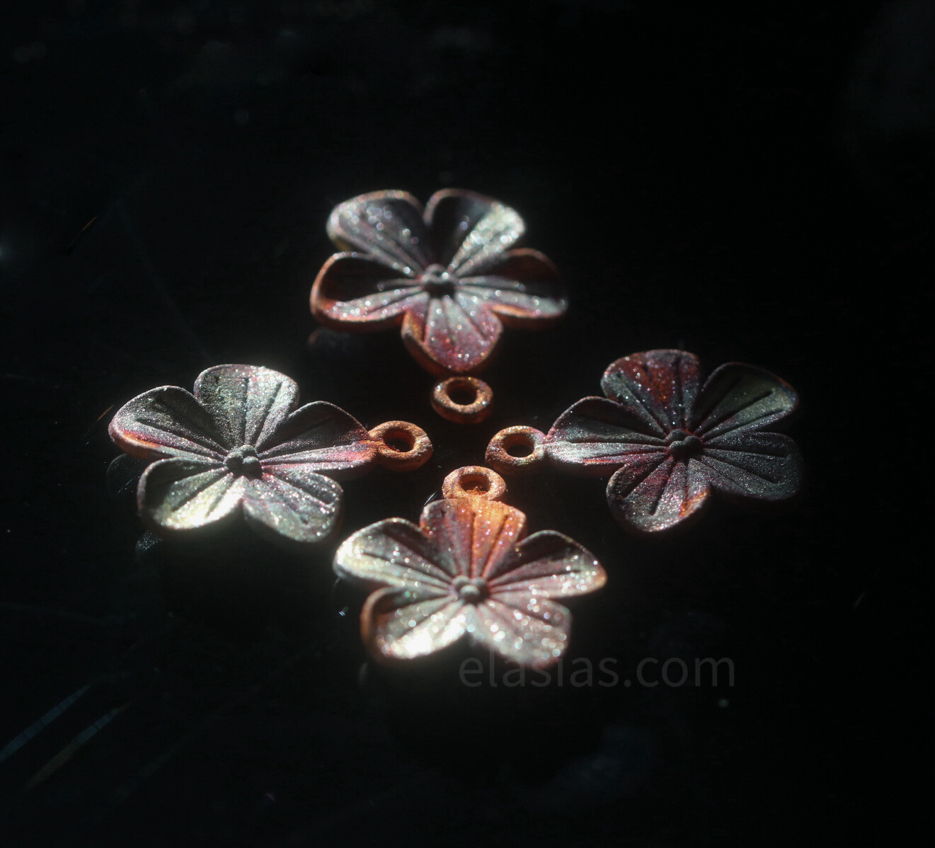 Flame Painted Flower Copper Charms for Dazzling Earrings