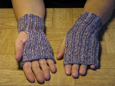 Knit Purple-Silver Finger-less Gloves/Hand Warmers