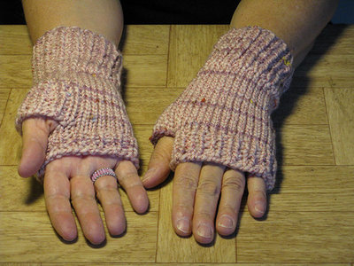 Knit Pink Finger-less Hand Warmers - Size medium