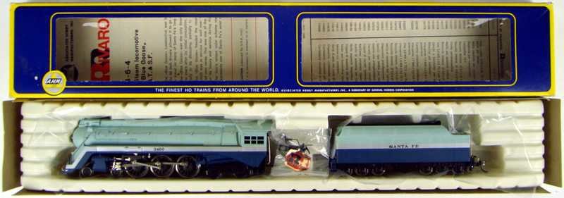 AHM5196B AT&amp;SF #3460 &quot;Blue Goose&quot; Streamlined 4-6-4 Hudson Locomotive HO Scale