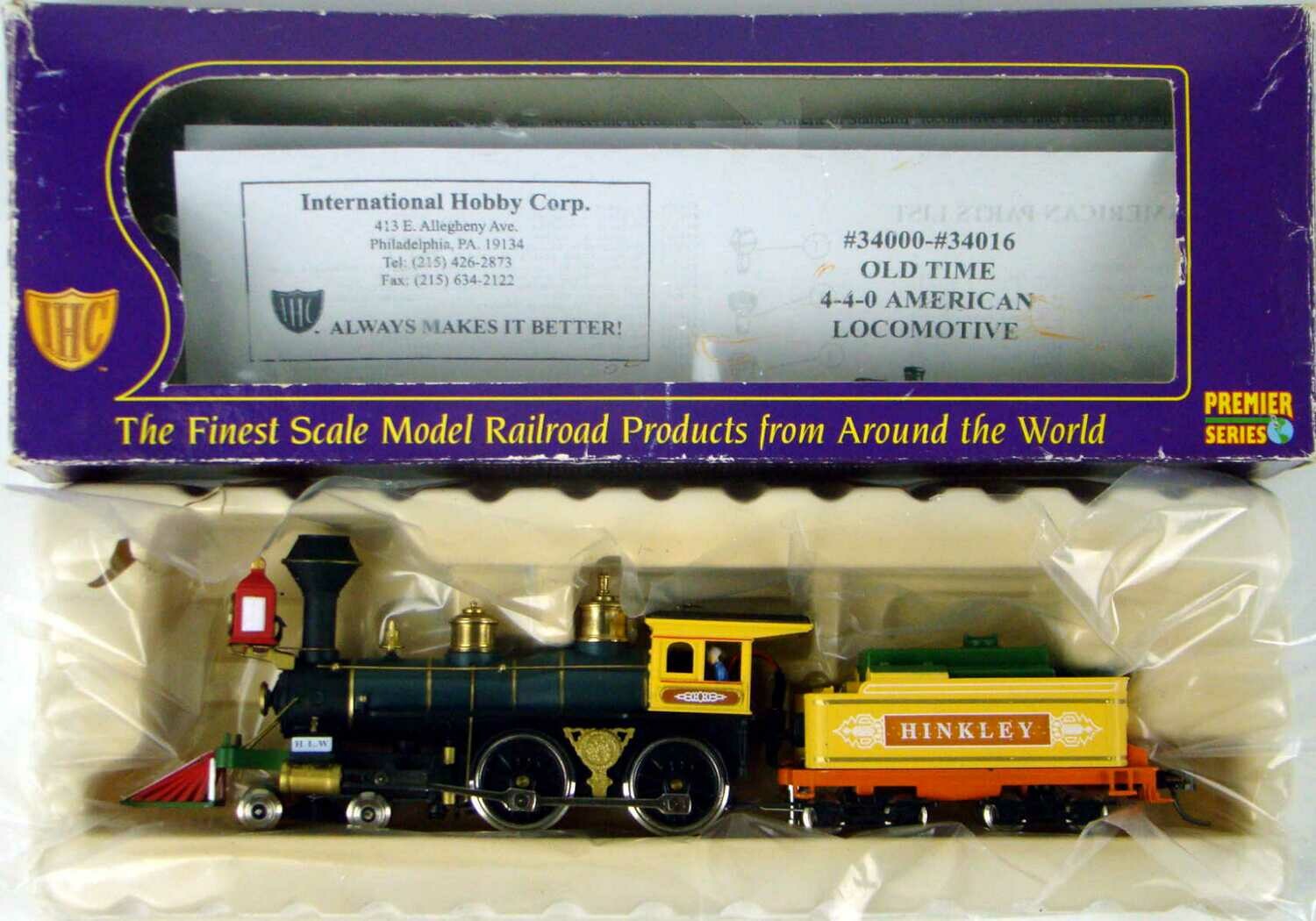 IHC34007 Hinkley 4-4-0 American Standard Locomotive HO Scale