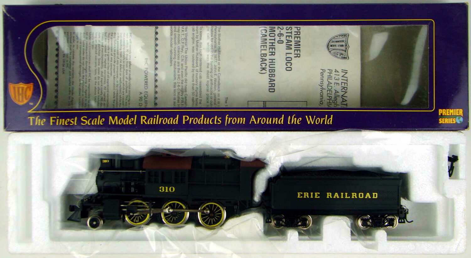 IHC Premier 23164 Erie 2-6-0 Camelback Locomotive #310 HO Scale