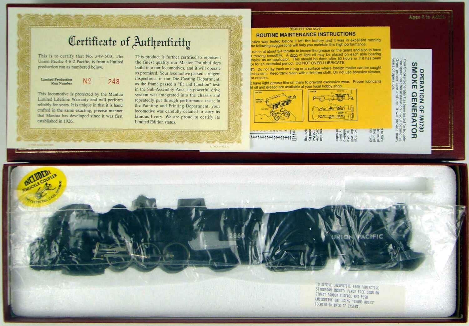 Mantua 349-503 UP Class P8 4-6-2 Heavy Pacific Locomotive #2860 w/"Vandy" Tender and Smoke HO Scale