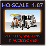 HO Scale Model Vehicles, Wagons and Accessories 1:87