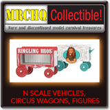 MRCHQ Collectible N Scale Model Vehicles, Circus Wagons and Figures 1:160