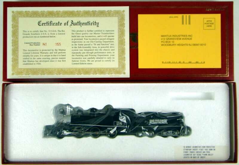 Mantua Collectibles 313-610 RG&amp;S 2-6-0 Mogul Locomotive HO Scale