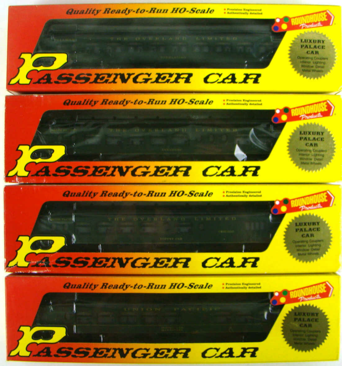 Roundhouse 68501-68801 U.P. &quot;Overland Limited&quot; 4-Coach 85&quot; Pullman Palace Set HO Scale