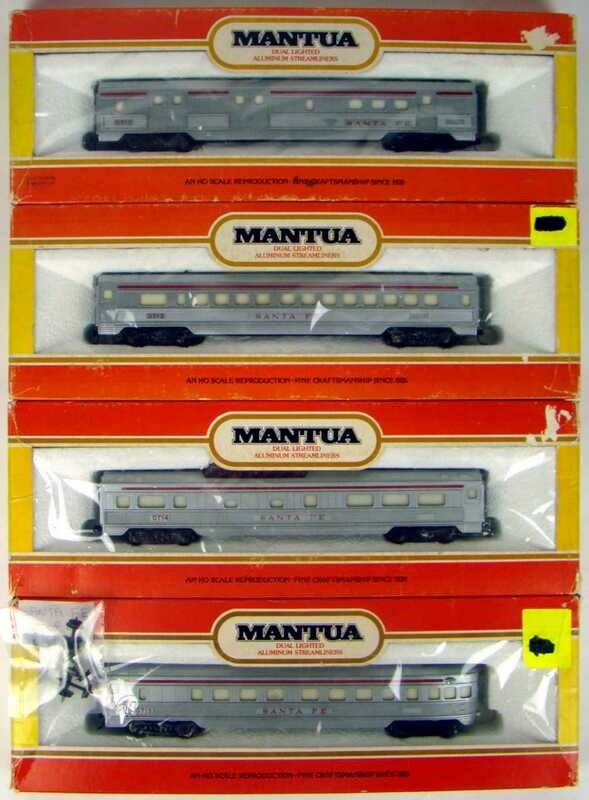 CLASSIC Mantua 4-Coach Santa Fe Streamlined Coach Set #1 HO Scale