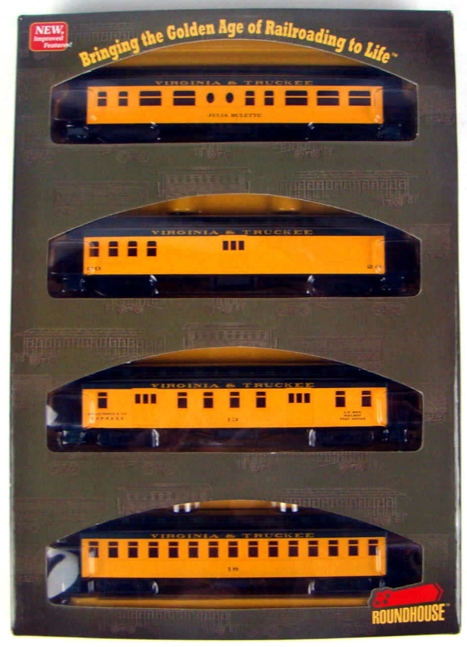 Athearn/Roundhouse 84826 Virginia &amp; Truckee 4-Car 50&#39; Overland Coach Set HO Scale