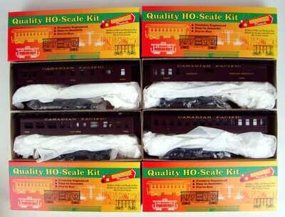 Roundhouse 4-Car Canadian Pacific 50' Overland Coach Kit Set HO Scale