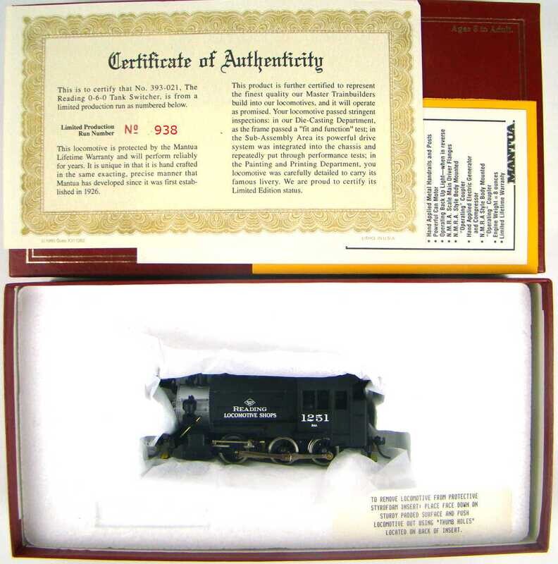 Mantua 393-021 &quot;Reading Shops&quot; Saddle Tank Switcher HO Scale
