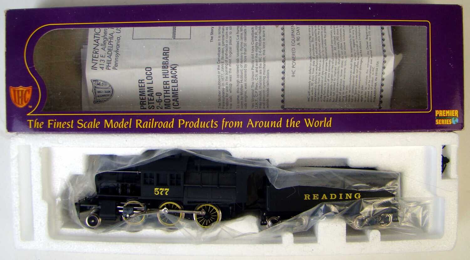 IHC Premier 23178 Reading 2-6-0 Camelback Locomotive #577 HO Scale
