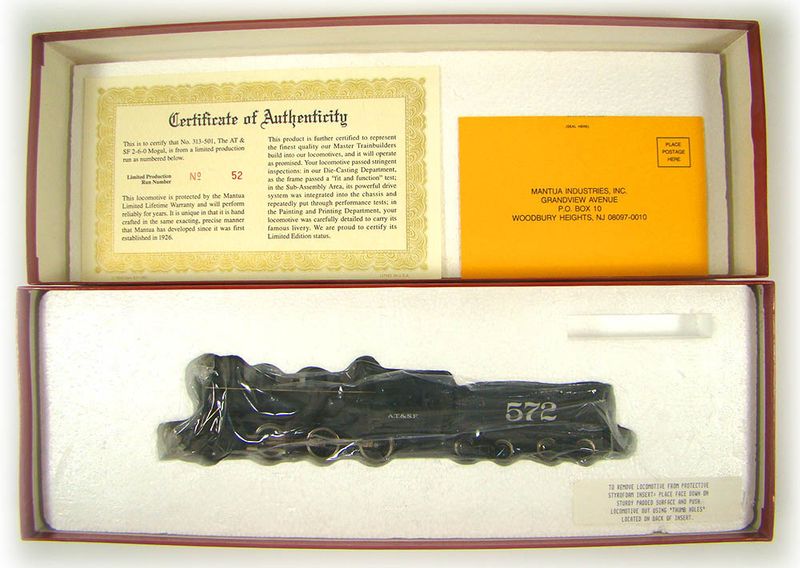 Mantua Limited Edition 313-501 AT&amp;SF 2-6-0 Mogul Locomotive HO Scale