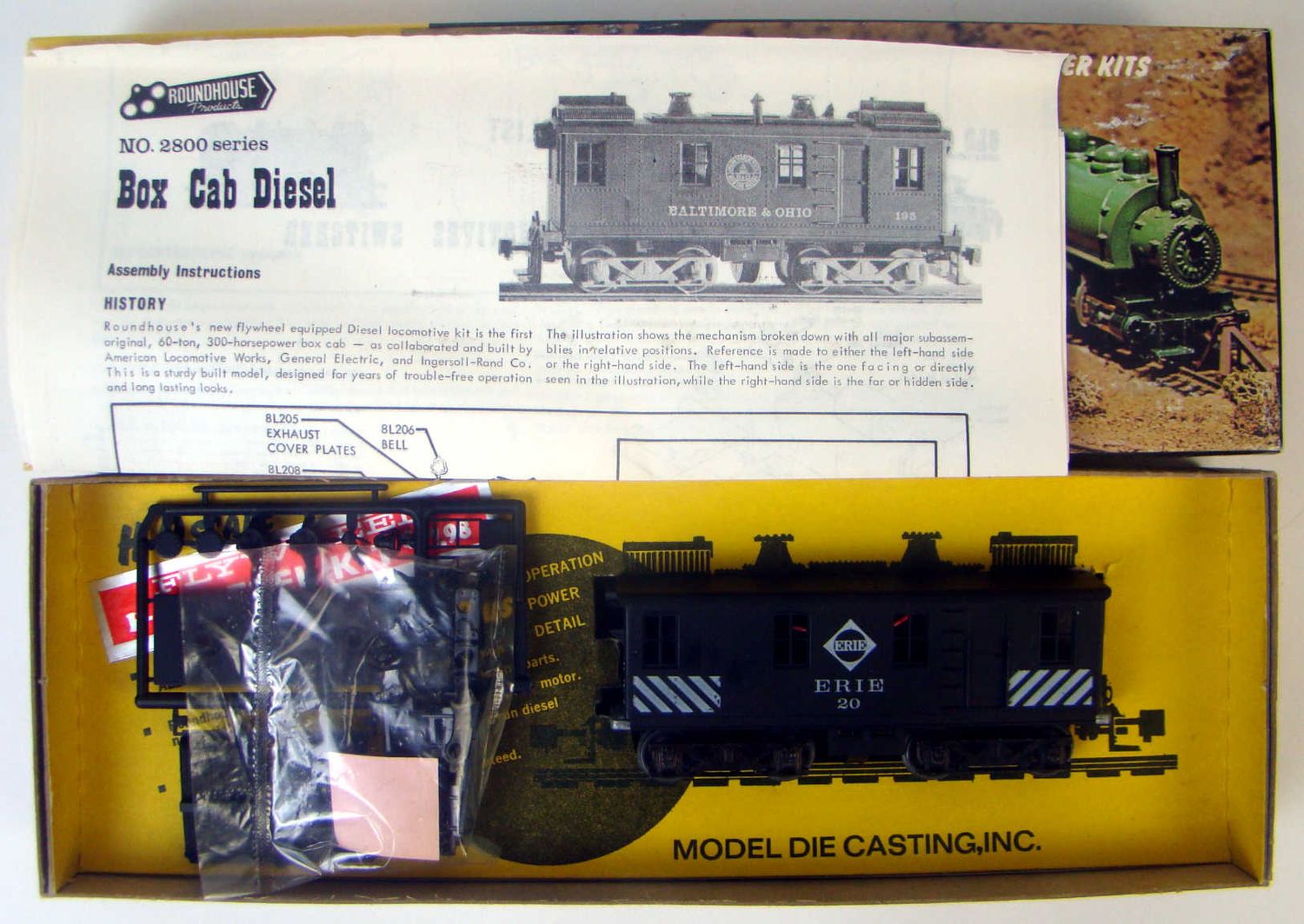 Roundhouse 2816 Erie Box Cab Diesel Locomotive Kit w/Universal Drive Fix HO Scale