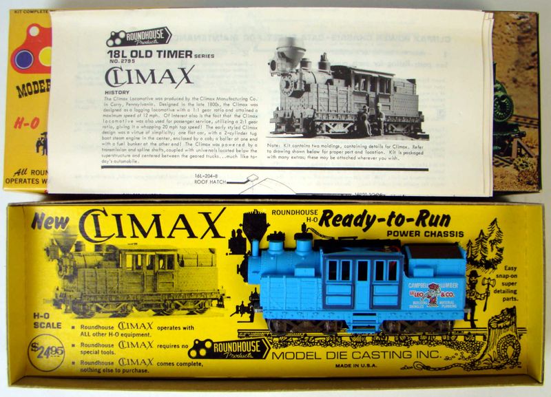 Roundhouse 2787 Campbell Lumber Climax Locomotive Kit w/Universal Drive Fix HO Scale