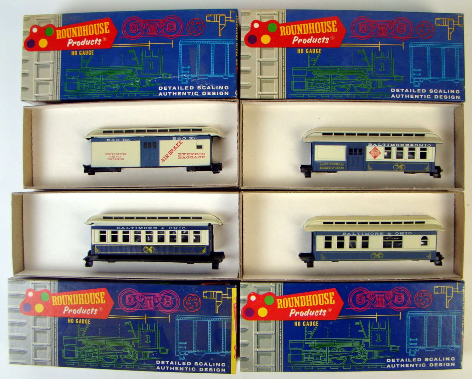 Roundhouse B&amp;O 4-Coach 34&#39; Overton Kit Set HO Scale