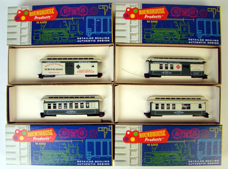 Roundhouse Central Pacific 4-Coach 34&#39; Overton Kit Set HO Scale