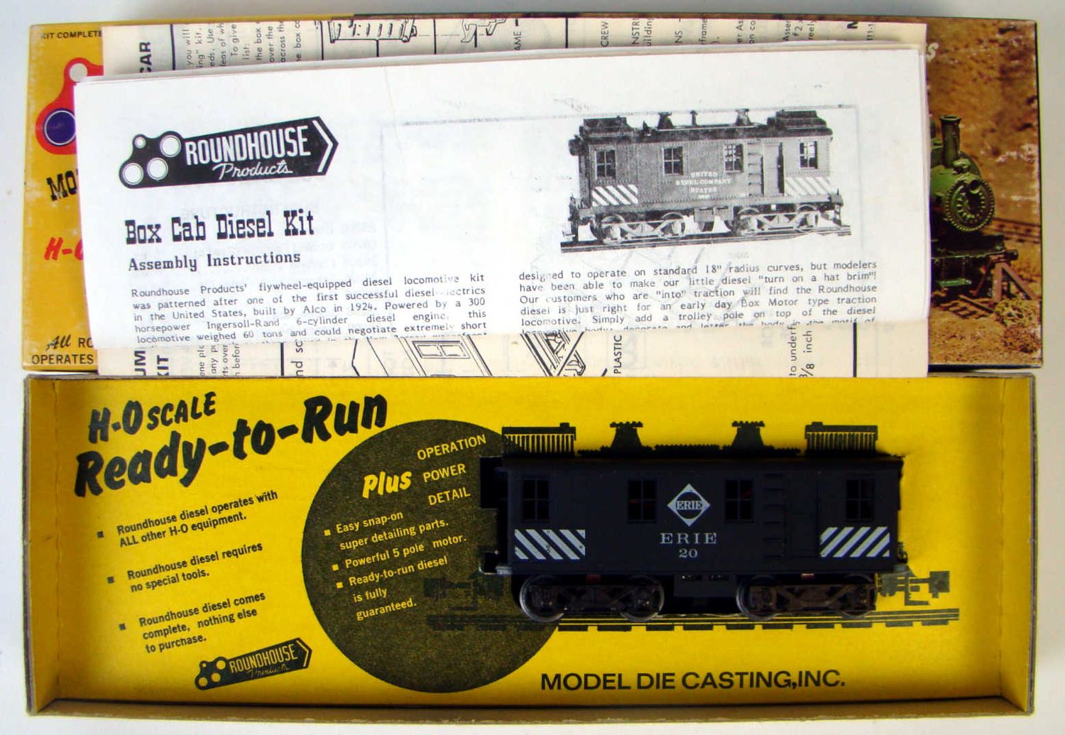 Roundhouse 8L-7 THE FIRST Erie Box Cab Diesel Locomotive Kit w/Universal Drive Fix HO Scale