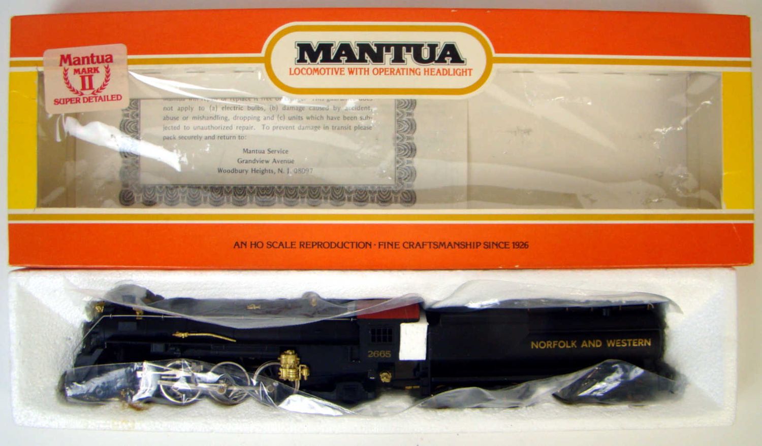 Mantua 320-41 N&amp;W MKII Super Detailed 4-6-2 Pacific Locomotive HO Scale