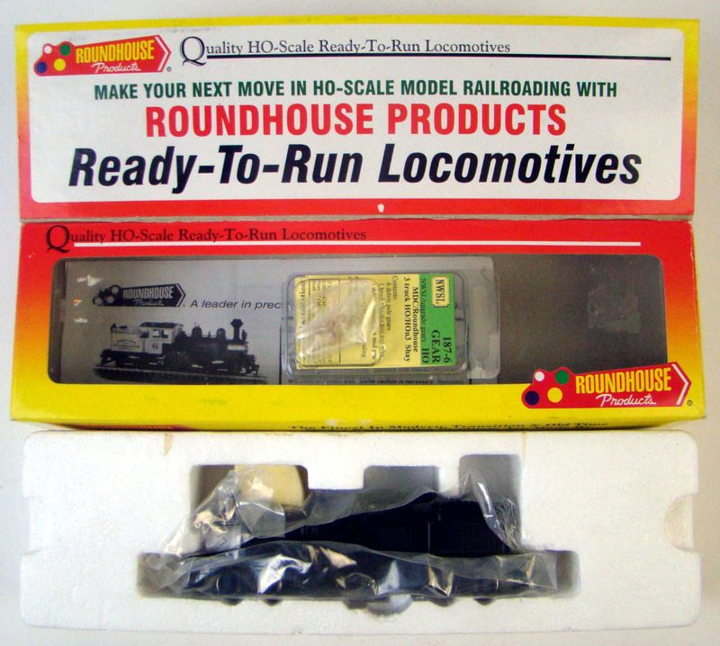 Roundhouse 56510-00205 Undecorated 2-Truck Shay Coal Burner Locomotive w/NW Shortline Gears &amp; FREE GRAPHICS HO Scale