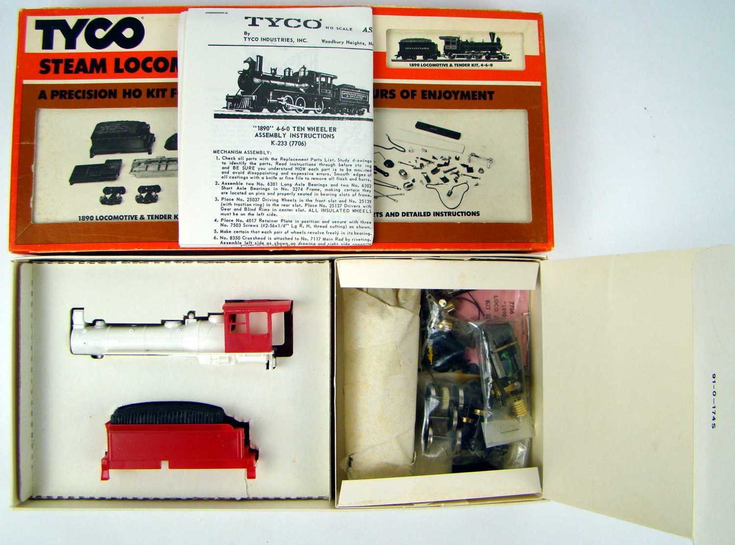 Tyco 7706 1890 Rogers 4-6-0 Ten Wheeler Kit Box