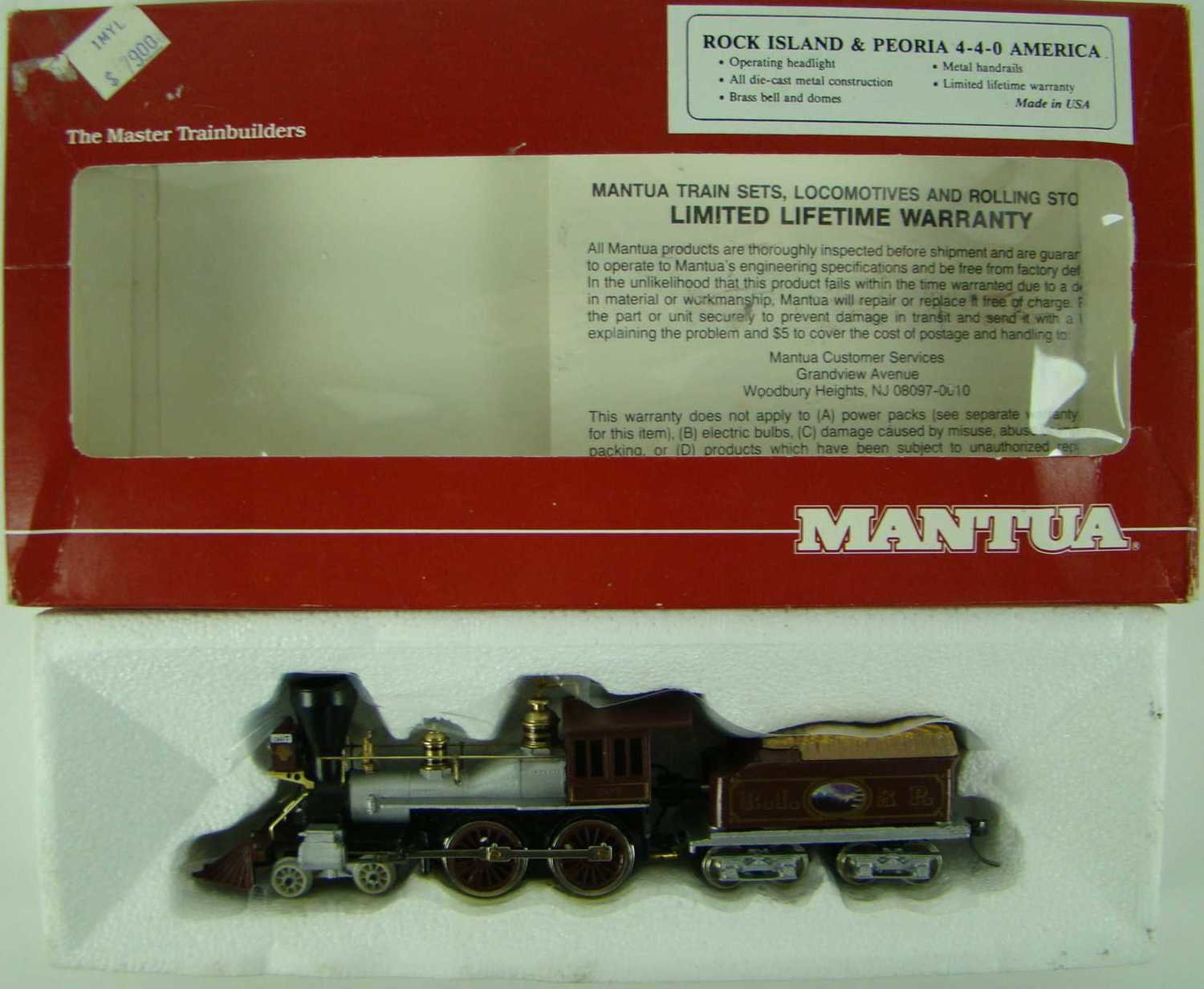 FACTORY SEALED Mantua 369-085 R.I.&amp;P. 4-4-0 American Standard Locomotive #307 HO Scale