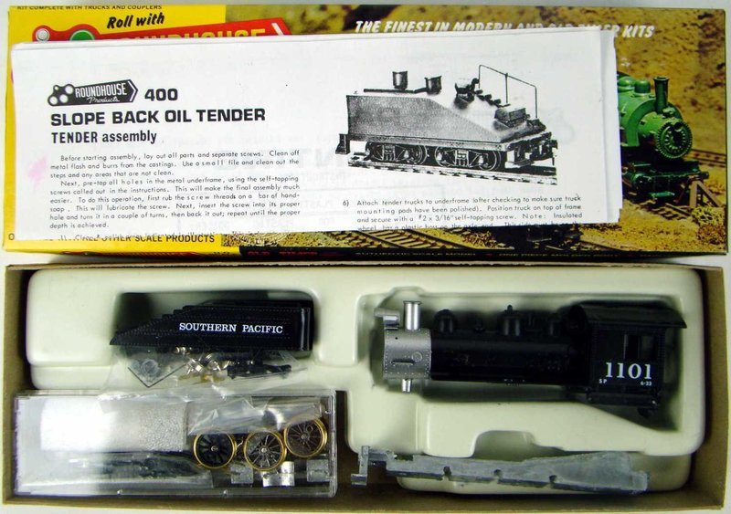 Roundhouse 411 SP "Long Boiler" 0-6-0 Switcher w/Can Motor &amp; Slope-Back Tender Kit HO Scale