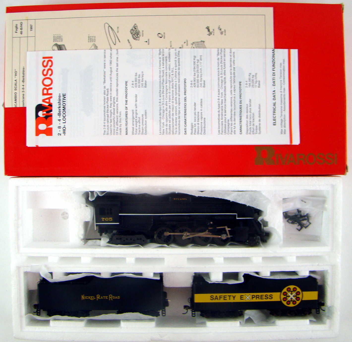 Rivarossi 5438 Nickel Plate Class S-2 2-8-4 Berkshire Locomotive #765  w/Tender & Safety Tender HO Scale