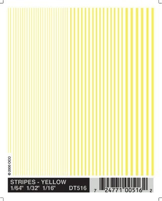 Woodland Scenics DT516 Yellow Stripes Decal Sheet