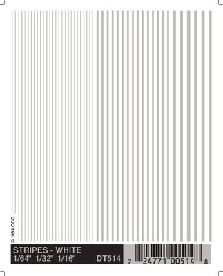 Woodland Scenics DT514 White Stripes Decal Sheet