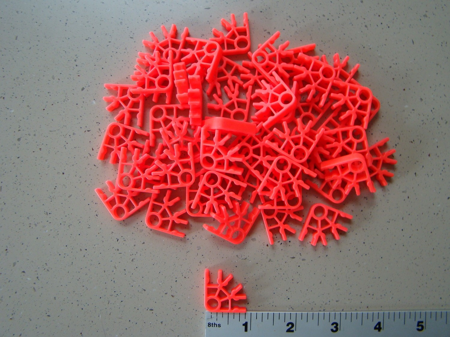 K&#39;NEX Fluorescent Red 3 Position Connector 50 Pack