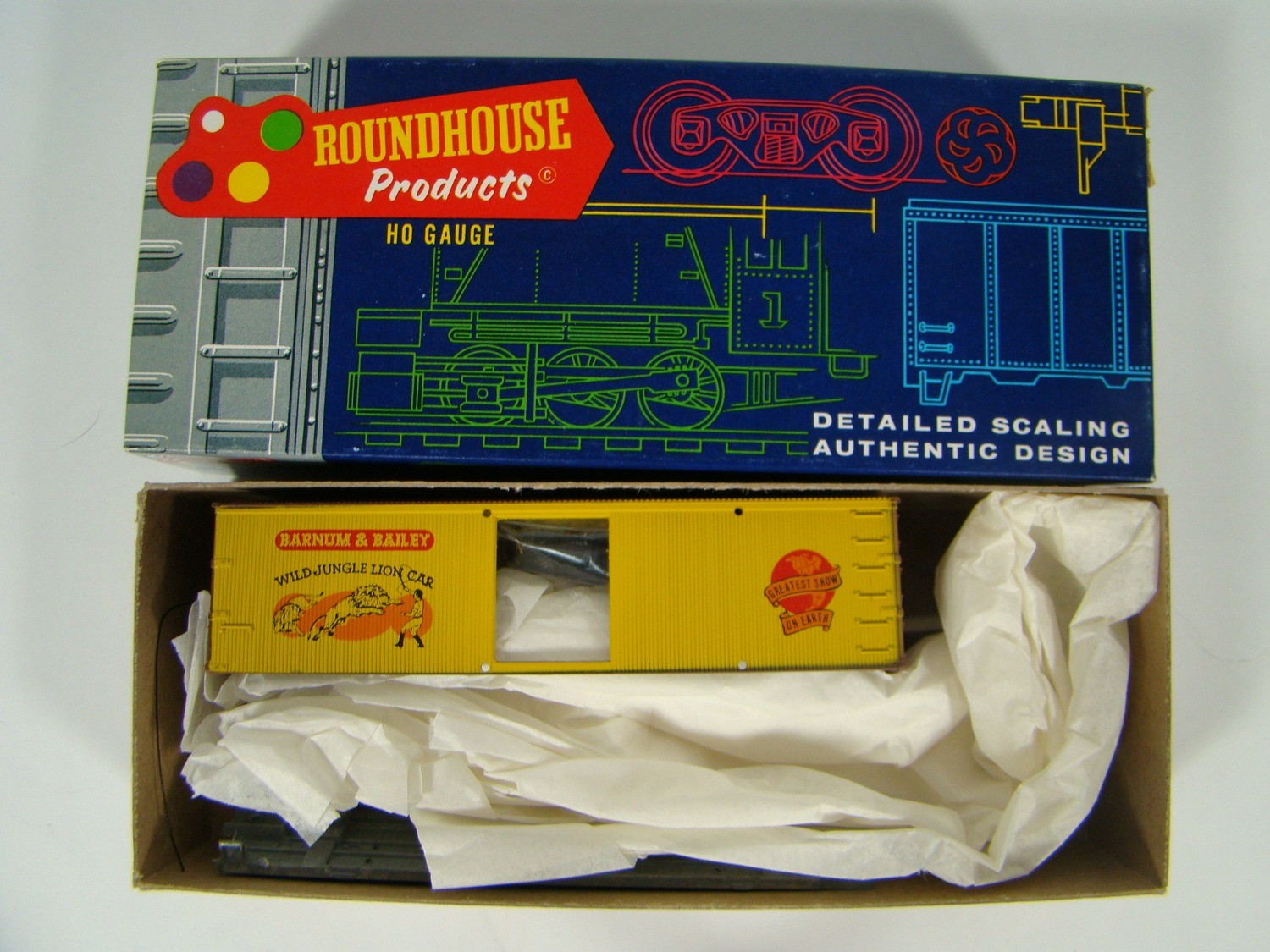 Roundhouse 3802 Barnum &amp; Bailey 36&#39; Vintage Jungle Lion Ventilated Box Car Kit HO Scale