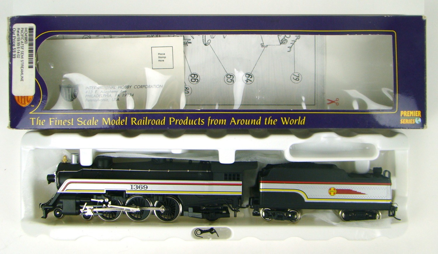 IHC Premier M9850 AT&amp;SF &quot;Valley Flyer&quot; 4-6-2 Class 1337 Semi-Streamliner Pacific Locomotive HO Scale